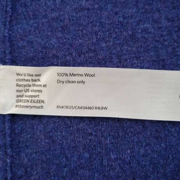 EILEEN FISHER Cobalt Blue Merino Wool Jacket - Size Petite Small - Picture 6 of 6